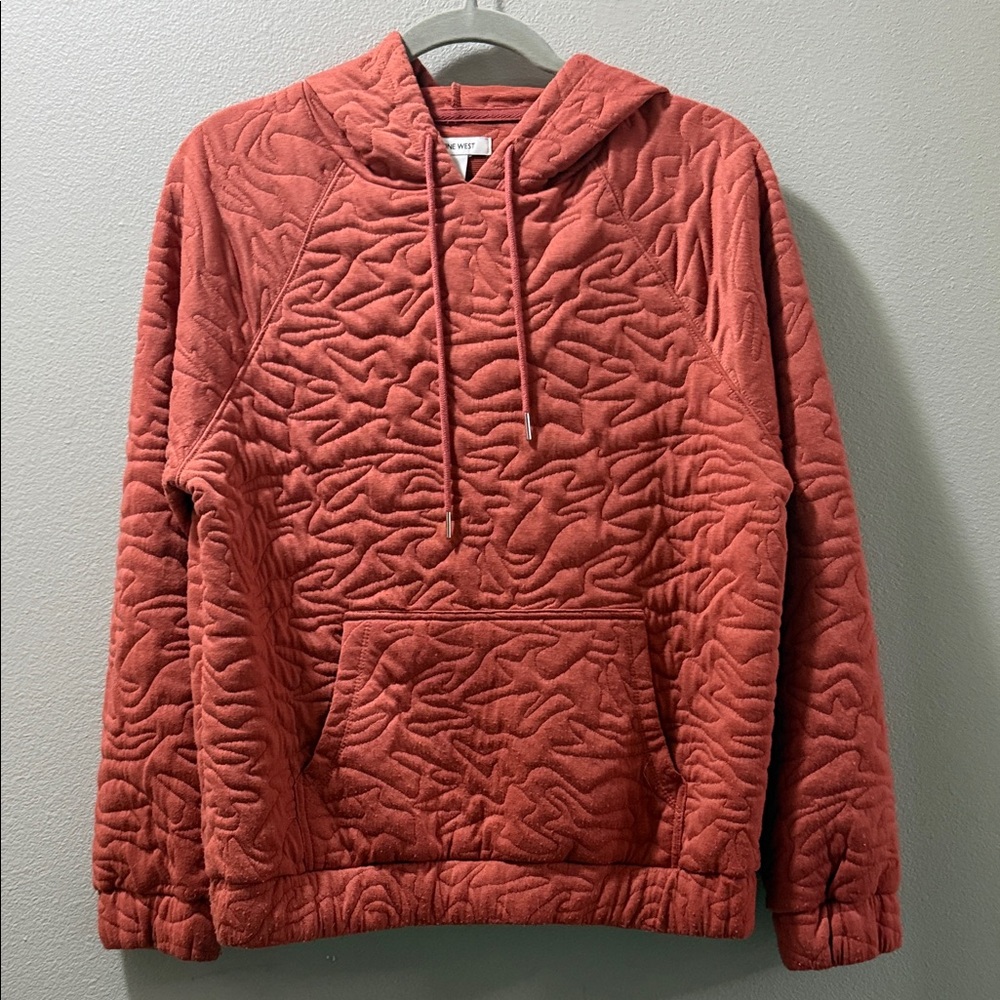 Nine West Rust Quilted Hoodie Sweater